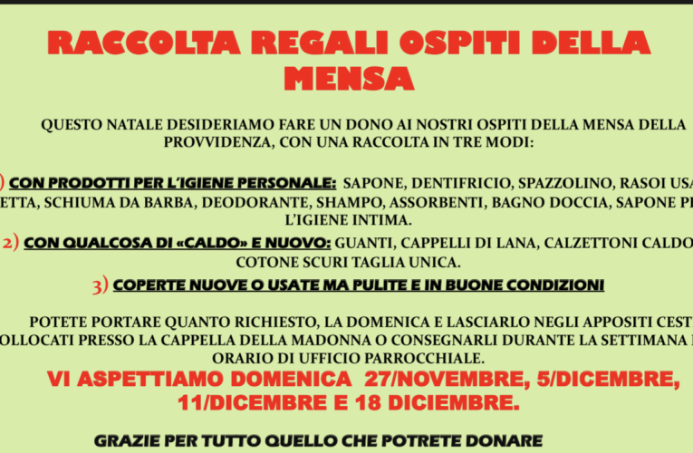 Raccolta alimenti e regali per Natale